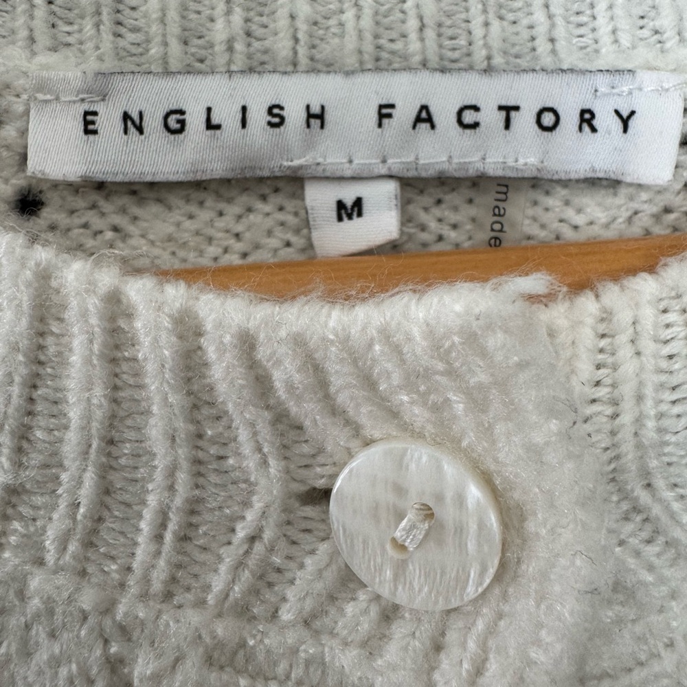 English Factory Floral Handmade Embroidery floral knit Cardigan pointelle - Picture 8 of 10